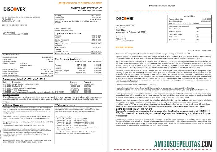 EUA descobrem extrato de hipoteca bancária em formatos Word e PDF, 3 páginas 1 2 exemplo